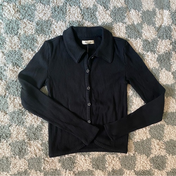 NWT Madewell Curved-Hem Polo Cardigan Tee - Picture 2 of 7